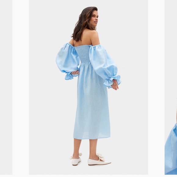 Worn & dry-cleaned once. Sleeper Atlanta Linen Dress in Azure Blue. Size S! - Picture 8 of 11